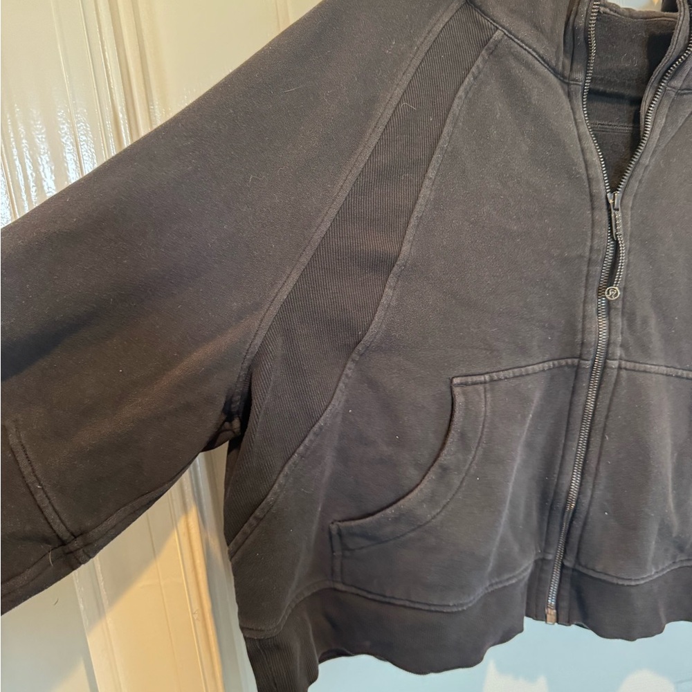 Lululemon Black Zip-Up Oversized Crop Scuba Hooded Jacket Size XL/XXL - Picture 2 of 15